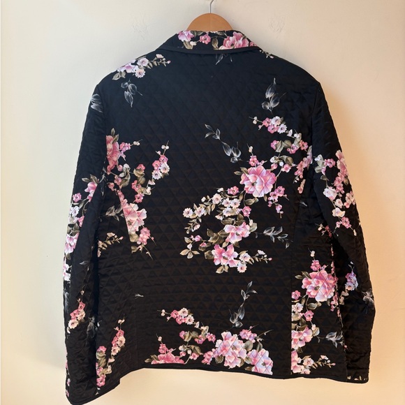 Basler Black Quilted Blazer Floral Print - Picture 3 of 13